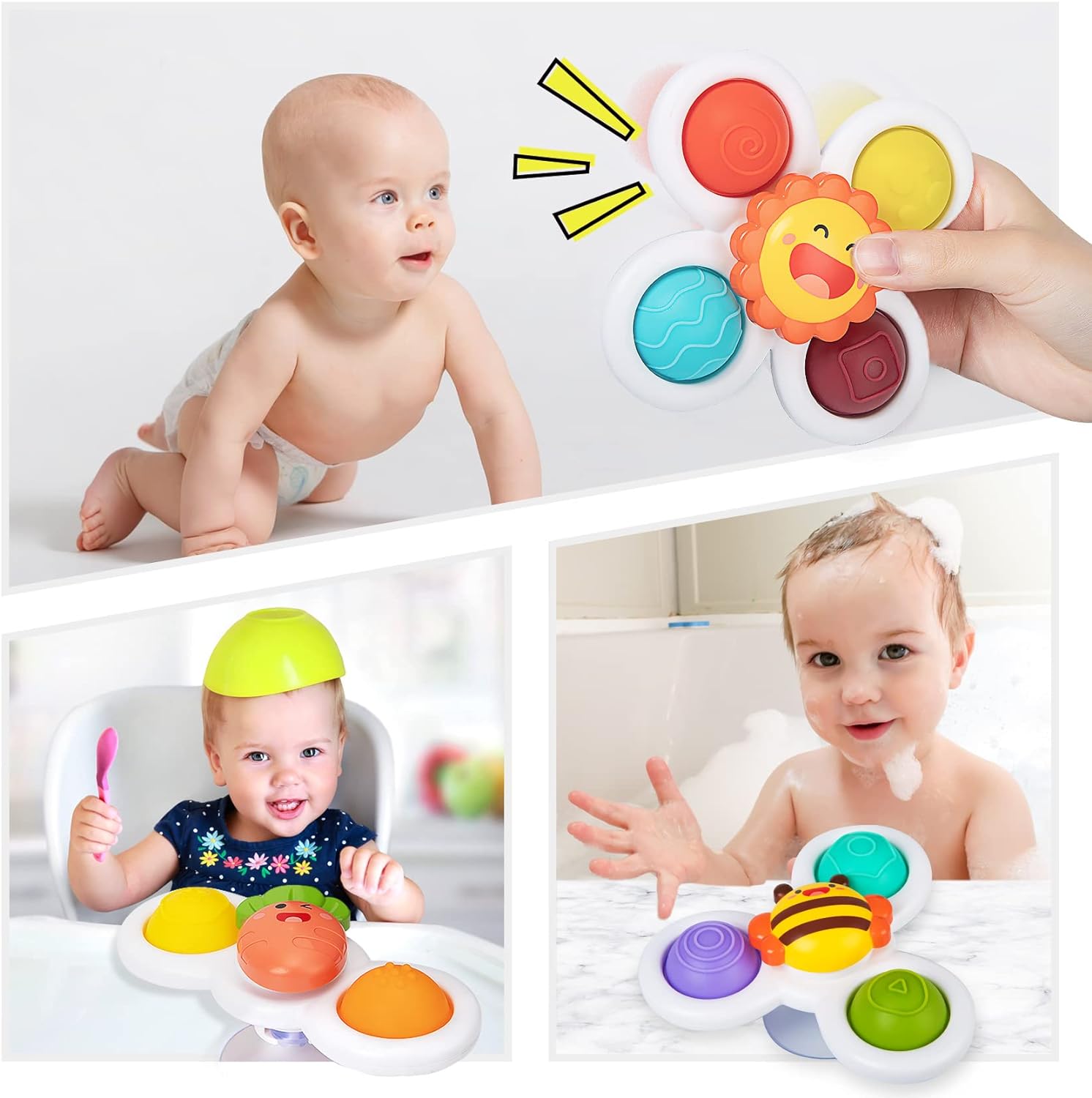 NARRIO Travel Toys for 1 Year Old Boy Gifts, Infant Baby Toys 12-18 Months Suction Cup Spinner Toy, Christmas Birthday Gifts for 1-2 Year Old Girl Spinning Top Sensory Toys for Toddlers Age 1-3 - Image 4